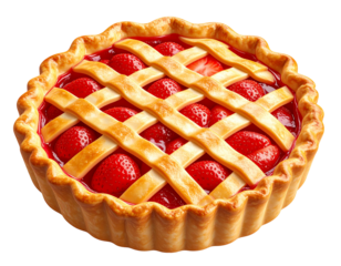 Delicious homemade strawberry pie with a lattice crust, a sweet treat ready to be enjoyed.