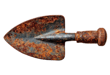 Rusted trowel, close-up