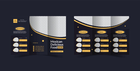 Modern fast food menu design template for restaurant and caf&eacute; . Food trifold menu brochure