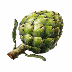 Obraz premium Single Artichoke, Detailed Illustration, Green