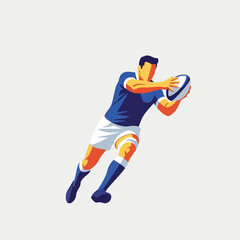 Obraz premium Rugby player in dynamic action, catching a rugby ball.