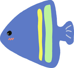 fish, blue, animal, aquatic, marine, sea, ocean, sea life, underwater, cute, cartoon, illustration, drawing, vector, graphic, digital art, flat design, clean, simple, minimalist, tropical fish, pet, a