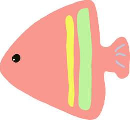 fish, pink, animal, aquatic, marine, sea, ocean, sea life, underwater, cute, cartoon, illustration, drawing, vector, graphic, digital art, flat design, clean, simple, minimalist, tropical fish, pet, a