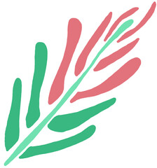 branch, leaf, leaves, plant, nature, flora, botanical, illustration, graphic, organic, design, simple, drawing, twig, forest, green, red, vibrant, color, artistic, element, natural, motif, stem, green