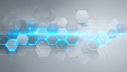 Gray and blue hexagon pattern with light streaks
