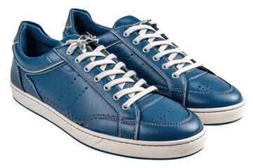 Pair of deep teal blue leather sneakers