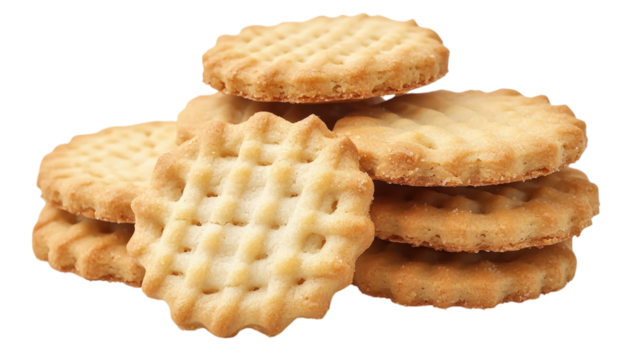 Pile of Shortbread Cookies with Scalloped Edge Design