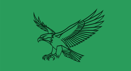 Line Art Eagle in Flight: Majestic Avian Predator.
