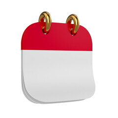 Red calendar icon on white background. Isolated 3D illustration