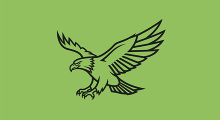 Majestic Eagle in Flight Line Art Illustration.