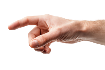 Close-up of a light-skinned hand, pointing