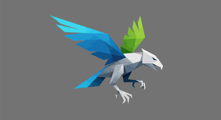 Geometrically Designed Mythical Creature in Flight.