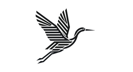 Stylized black and white flying bird logo design.
