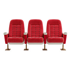Fototapeta premium Three red movie theater seats