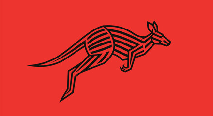 Stylized Kangaroo Jumping Artistic Graphic Design.