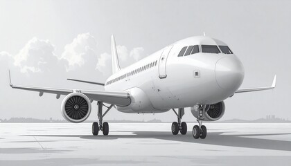 Obraz premium Airplane ready for takeoff a minimalist illustration of modern air travel