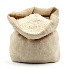 A single sack of wheat is placed near a stack of white cotton towels with a soft texture