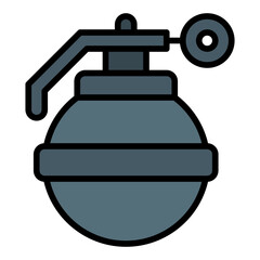 Hand grenade icon. Explosive symbol. Military combat and weapon collection. Filled Line Icon