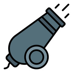 Cannon icon. Heavy artillery symbol. Military weapon and war machine collection. Filled Line Icon