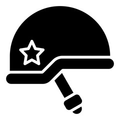 Helmet icon. Military protection symbol. Soldier safety and combat gear collection. Glyph Icon