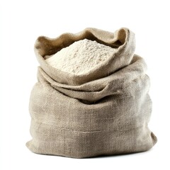 Burlap sacks of wheat and coffee beans isolated on white background