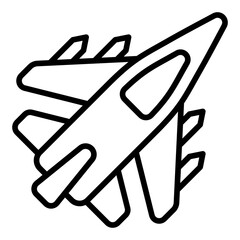 Jet icon. Fighter aircraft symbol. Military aviation and war plane collection. Line Icon