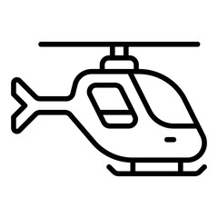 Helicopter icon. Military aircraft symbol. Army aviation and air support collection. Line Icon