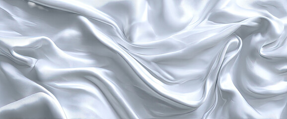 Fototapeta premium Close-up of a flowing, smooth, white fabric with soft folds and drapes