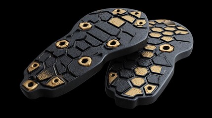 Obraz premium Grip performance soles with golden accents and hexagonal tread for ultimate traction and style