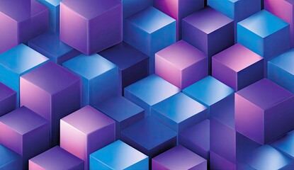 Obraz premium A vibrant and dynamic design featuring overlapping cubes in shades of purple, blue, and pink, showcasing a sense of depth and complexity.