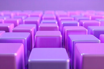 Fototapeta premium A field of glossy, vibrant purple cubes creates a dynamic, geometric pattern.