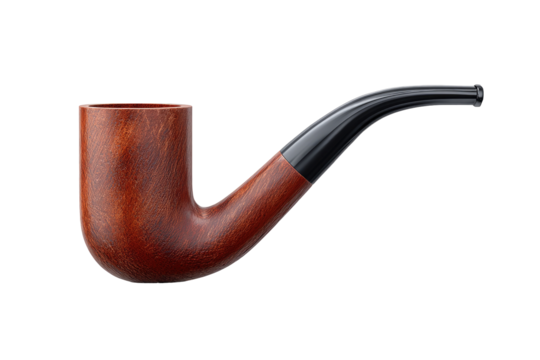 Wooden smoking pipe,  smooth curves, dark color