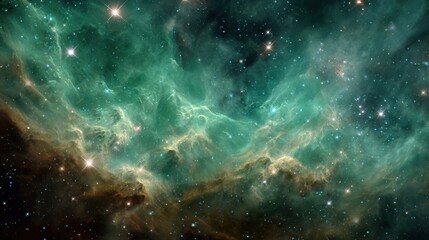 Colorful Cosmic Nebula with Stars and Gas Clouds in Deep Space