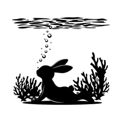 Bunny Yoga Pose Silhouette Vector &ndash; Cute Rabbit Meditation Outline Clipart for Fitness, Kids Design, Logo, and Decoration
