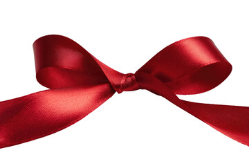 Close-up of a vibrant red satin ribbon bow
