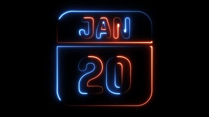 January twenty neon calendar date glowing digital display modern abstract background event reminder countdown