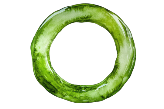 Olive green gemstones isolated on transparent background. Olive green round circle ring shape set of watercolor texture isolated on white background.