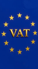 EU stars surround golden VAT text Europe European Union