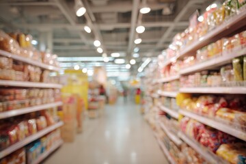 Blurred supermarket aisle, colorful products (1)
