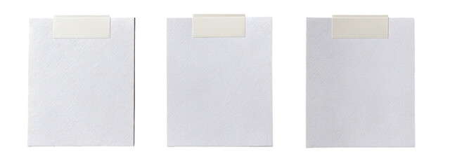 Three blank white clipboard-style documents