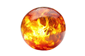 Fiery orb with intense flames isolated on transparent background. Red yellow hot burning fire ball flame isolated on white background.