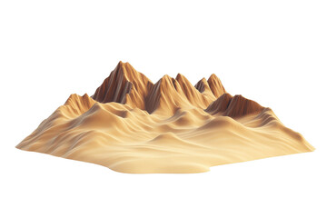 Stylized mountain range landscape isolated on transparent background. Sand dunes mountains landscape isolated on white background.