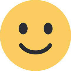 Minimalist Flat Style Happy Emoticon with Smiling Mouth and Eyes Illustration