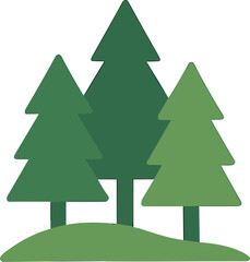 Fototapeta premium Simple Flat Style Forest Landscape Illustration with Evergreen Tree and Hill