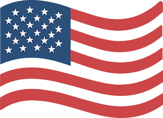 Wavy American Flag Patriotic Symbol Celebration Illustration Graphic Asset