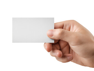 A hand holds a blank white business card (1)