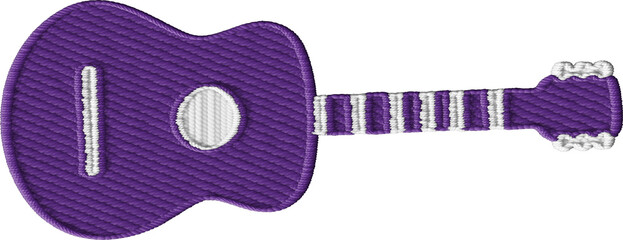Colorful Embroidered Acoustic Guitar Illustration for Creative Design
