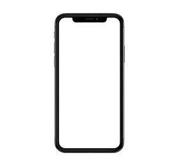 Black smartphone, front view, blank screen