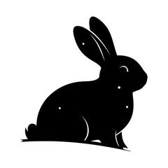 Obraz premium Bunny Silhouette Vector Illustration – Cute Rabbit Animal Outline Clipart for Easter, Kids Design, Logo, and Decoration 