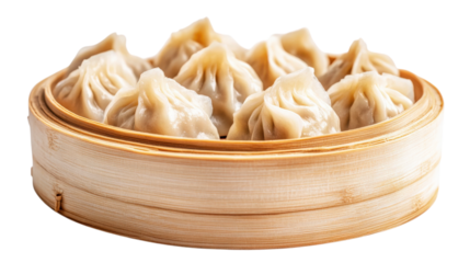 Steamed Dumplings in Bamboo Steamer Asian Cuisine